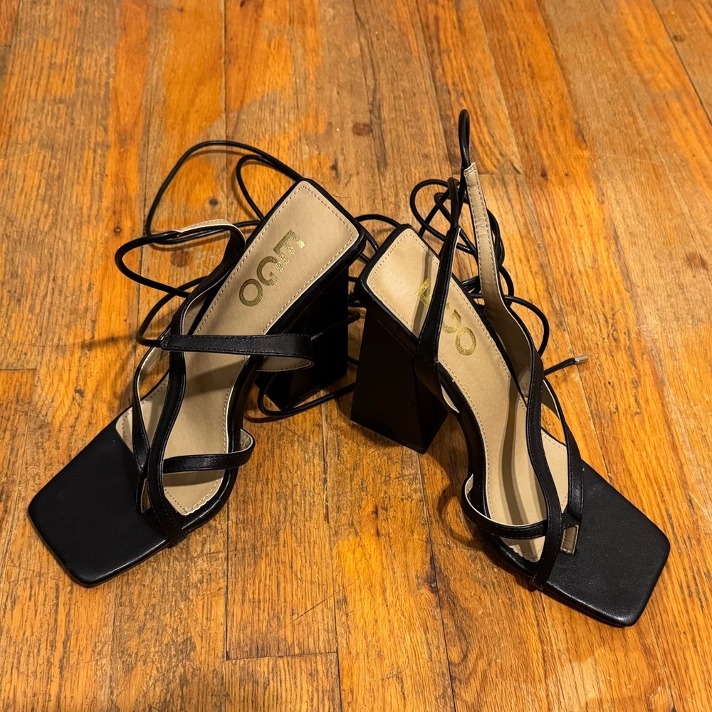 Ego Square Toe Sculpted Heel Lace Up Sandal Size 6 NWOT